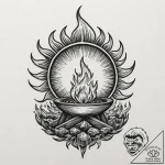 Tattoo sketch: a stylized depiction of a flam… – tattoo sketch (№1752664960_0, 16.07.2025 11:22) — tattoovalue.net