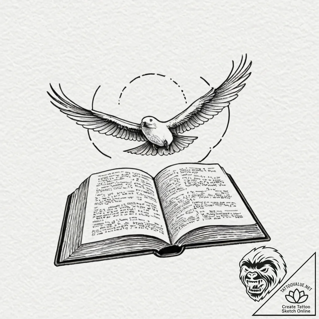 Tattoo design a book whose pages turn into bi... - tattoo sketch (№1752665196_0, 16.07.2025 11:26) — tattoovalue.net