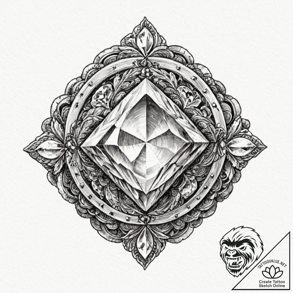 Tattoo design a birthstone incorporated into... - tattoo sketch (№1752665434_0, 16.07.2025 11:30) — tattoovalue.net