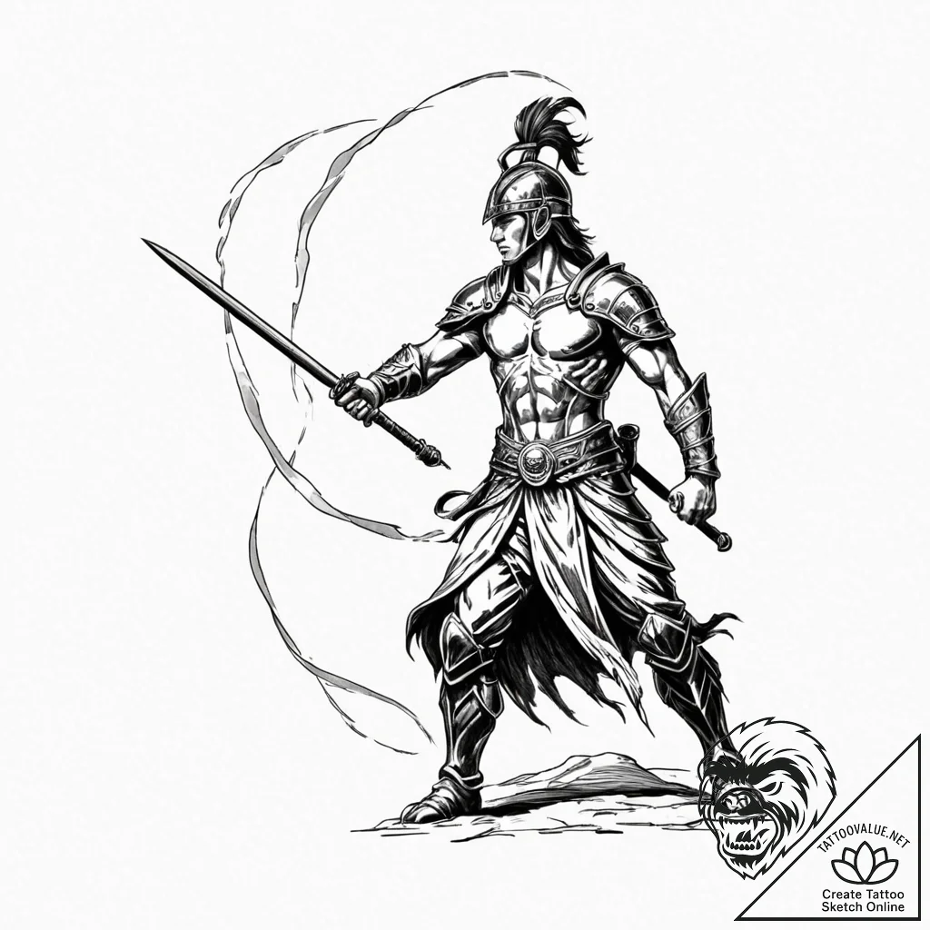 Tattoo design a flowing current of energy for... - tattoo sketch (№1752665597_0, 16.07.2025 11:33) — tattoovalue.net
