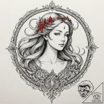 Tattoo design a virgo maiden, depicted in a d… – tattoo sketch (№1752665739_0, 16.07.2025 11:35) — tattoovalue.net