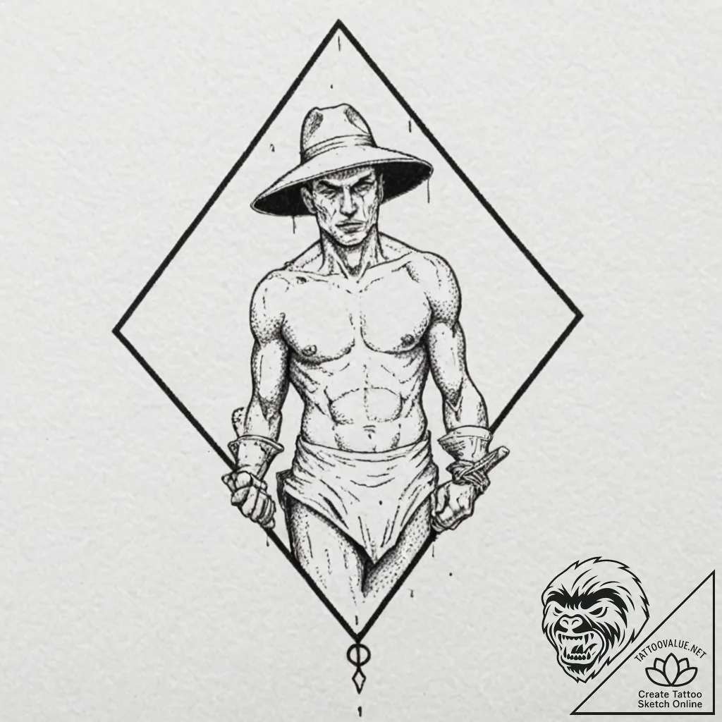 Executioner, tattoo line art, black outline o... - tattoo sketch (№1752666570_0, 16.07.2025 11:49) — tattoovalue.net