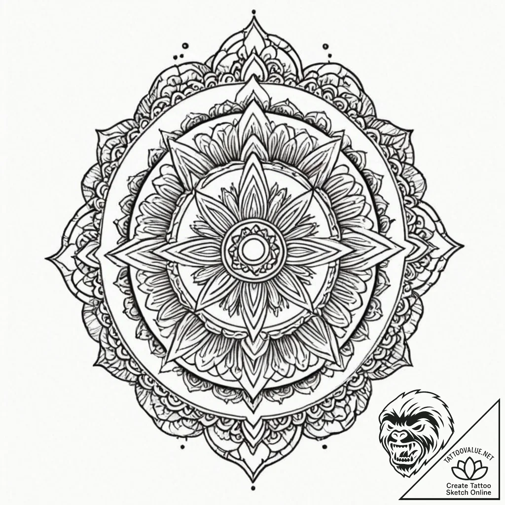 A dotwork mandala incorporating the imperial... - tattoo sketch (№1752667384_0, 16.07.2025 12:03) — tattoovalue.net