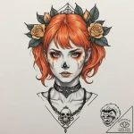 131. neo-traditional portrait of leeloo with… – tattoo sketch (№1752667856_0, 16.07.2025 12:10) — tattoovalue.net