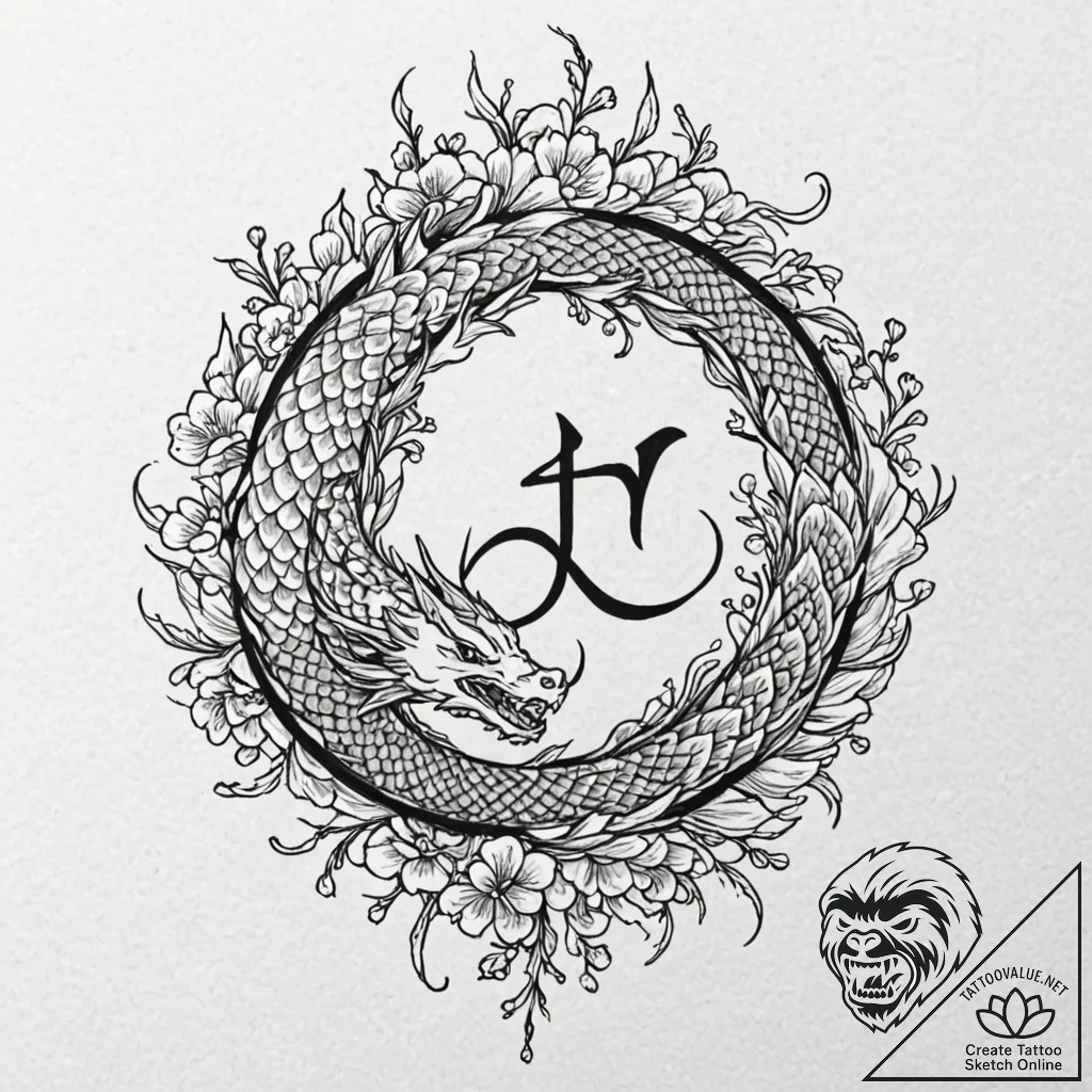 118. tattoo sketch: "oud" rune as a central e... - tattoo sketch (№1752667932_0, 16.07.2025 12:12) — tattoovalue.net