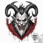 A trash polka tattoo of krampus, the christma… – tattoo sketch (№1752668008_0, 16.07.2025 12:13) — tattoovalue.net