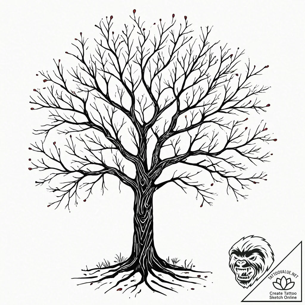 Tattoo sketch 'skill tree' with branching lin... - tattoo sketch (№1752668085_0, 16.07.2025 12:14) — tattoovalue.net
