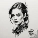 A watercolor sketch of shosanna’s face projec… – tattoo sketch (№1752670068_0, 16.07.2025 12:47) — tattoovalue.net