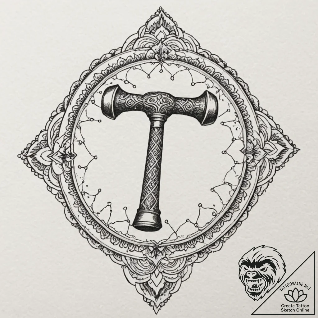 Tattoo design a powerful blacksmith's hammer... - tattoo sketch (№1752671004_0, 16.07.2025 13:03) — tattoovalue.net