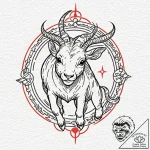 Tattoo design a zodiac animal comically inter… – tattoo sketch (№1752671234_0, 16.07.2025 13:07) — tattoovalue.net