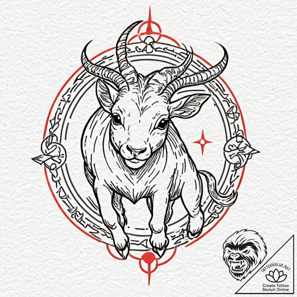 Tattoo design a zodiac animal comically inter... - tattoo sketch (№1752671234_0, 16.07.2025 13:07) — tattoovalue.net