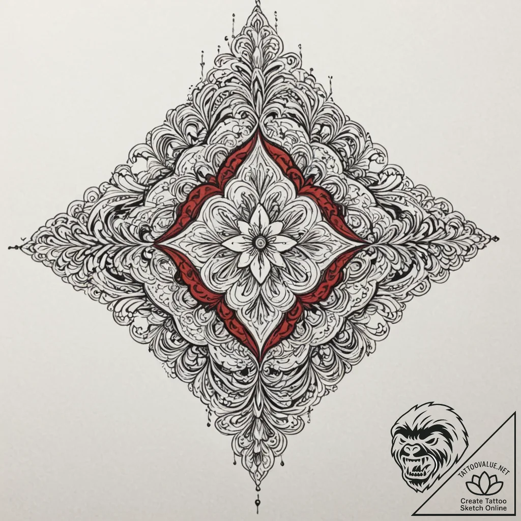 Peak ace, tattoo line art, black and red ink,... - tattoo sketch (№1752671387_0, 16.07.2025 13:09) — tattoovalue.net