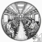 The interior of a subway car during rush hour… – tattoo sketch (№1752671927_0, 16.07.2025 13:18) — tattoovalue.net