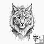 Lynx, ink illustration for tattoo, black and… – tattoo sketch (№1752672083_0, 16.07.2025 13:21) — tattoovalue.net