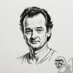 A sketch of bill murray’s face, with a deadpa… – tattoo sketch (№1752672239_0, 16.07.2025 13:23) — tattoovalue.net