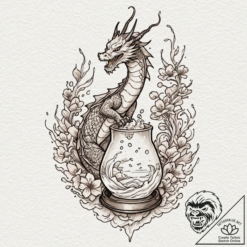 Tattoo design a futuristic laboratory beaker... - tattoo sketch (№1752672630_0, 16.07.2025 13:30) — tattoovalue.net