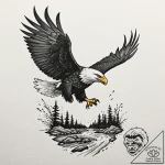 An eagle in flight, talons outstretched, abou… – tattoo sketch (№1752673144_0, 16.07.2025 13:39) — tattoovalue.net