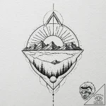 Tattoo sketch a geometric mountain range with… – tattoo sketch (№1752673224_0, 16.07.2025 13:40) — tattoovalue.net