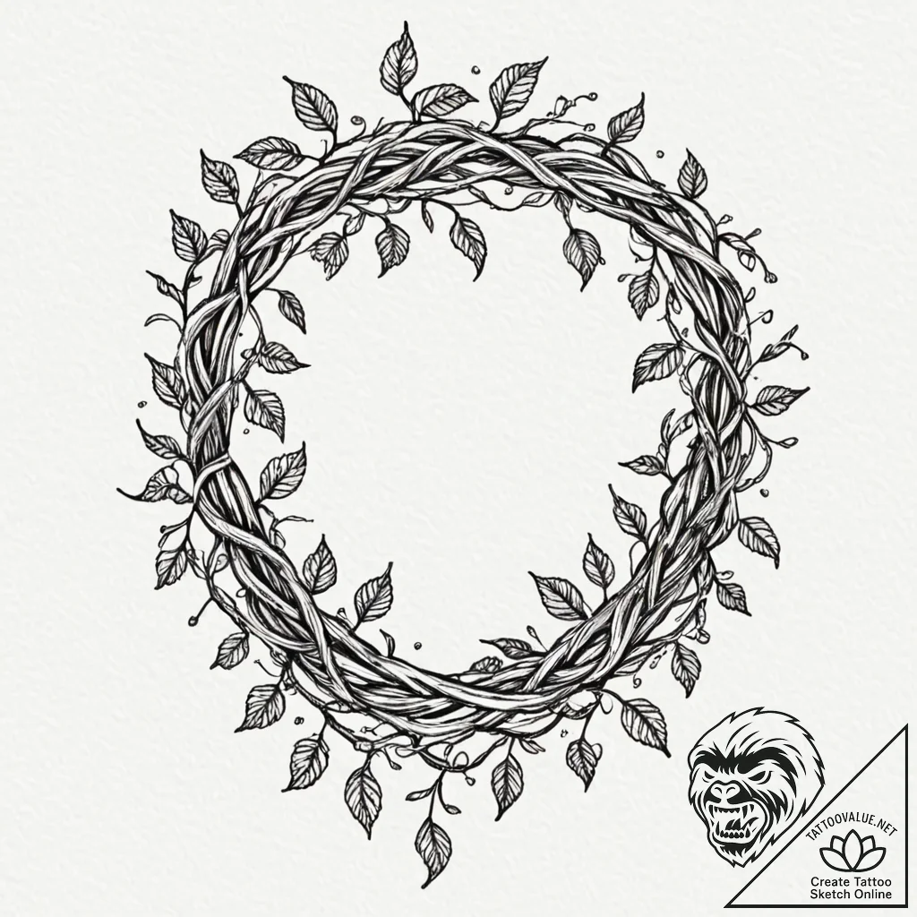 Tattoo sketch two intertwining vines growing... - tattoo sketch (№1752673544_0, 16.07.2025 13:45) — tattoovalue.net
