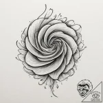 A minimalist tattoo of the abstract, flowing… – tattoo sketch (№1752673782_0, 16.07.2025 13:49) — tattoovalue.net