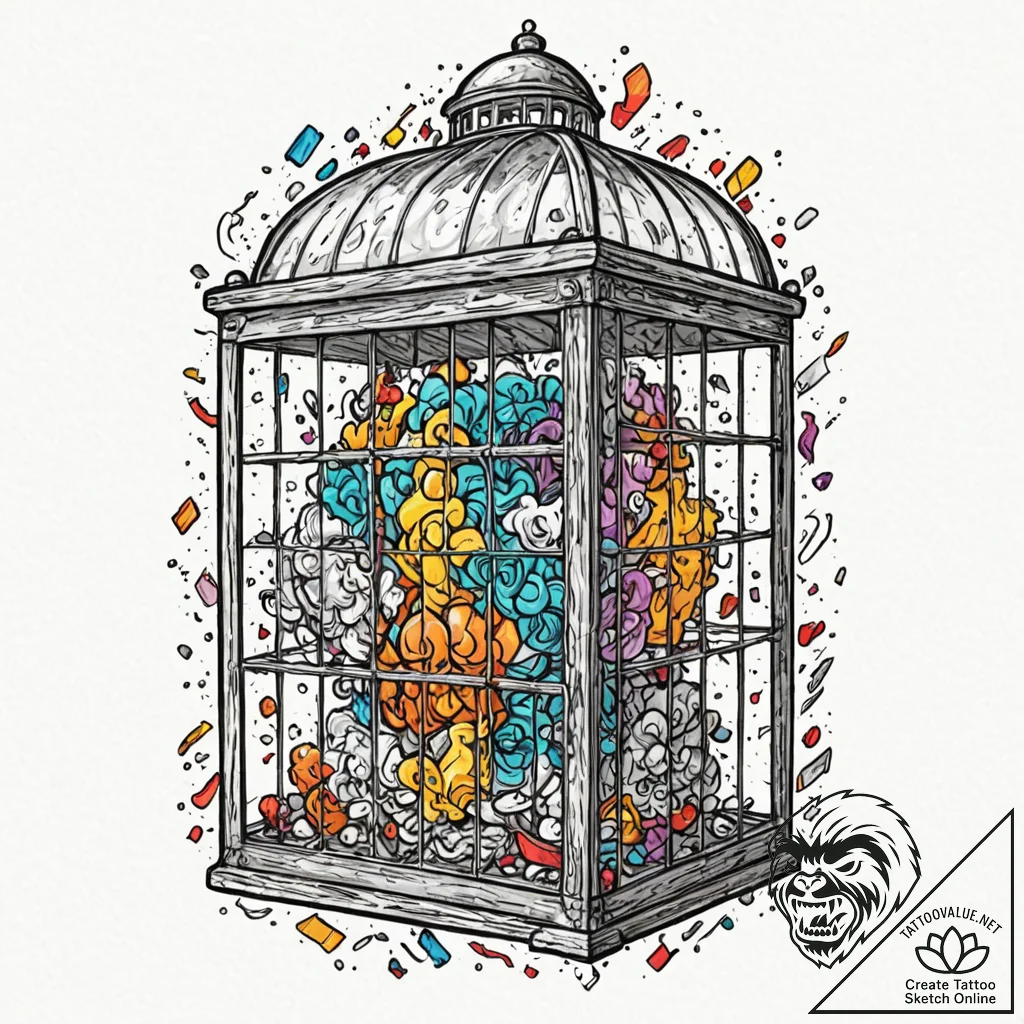 A sketch of the glass cage from you,, tattoo... - tattoo sketch (№1752673862_0, 16.07.2025 13:51) — tattoovalue.net