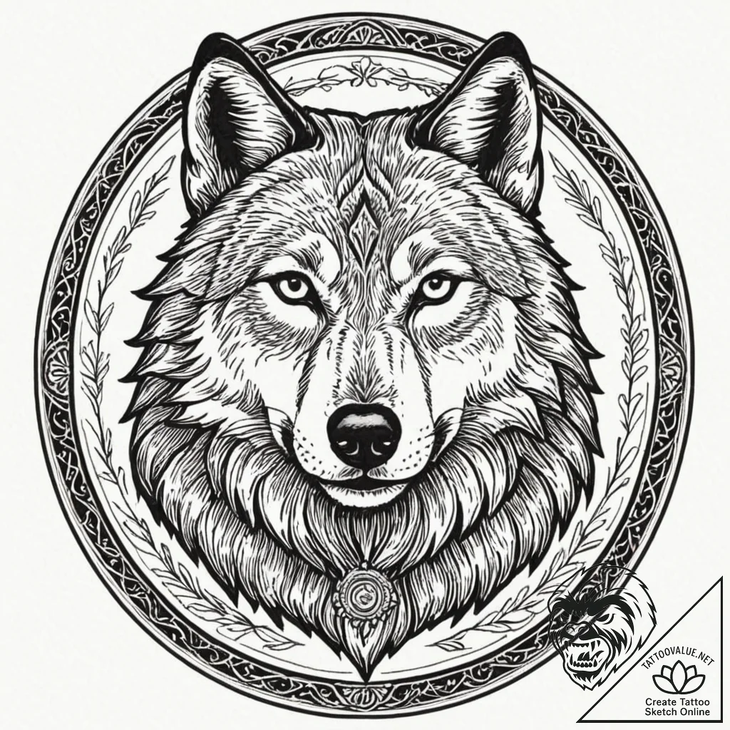 A linework tattoo design of the wolf school m... - tattoo sketch (№1752674020_0, 16.07.2025 13:53) — tattoovalue.net