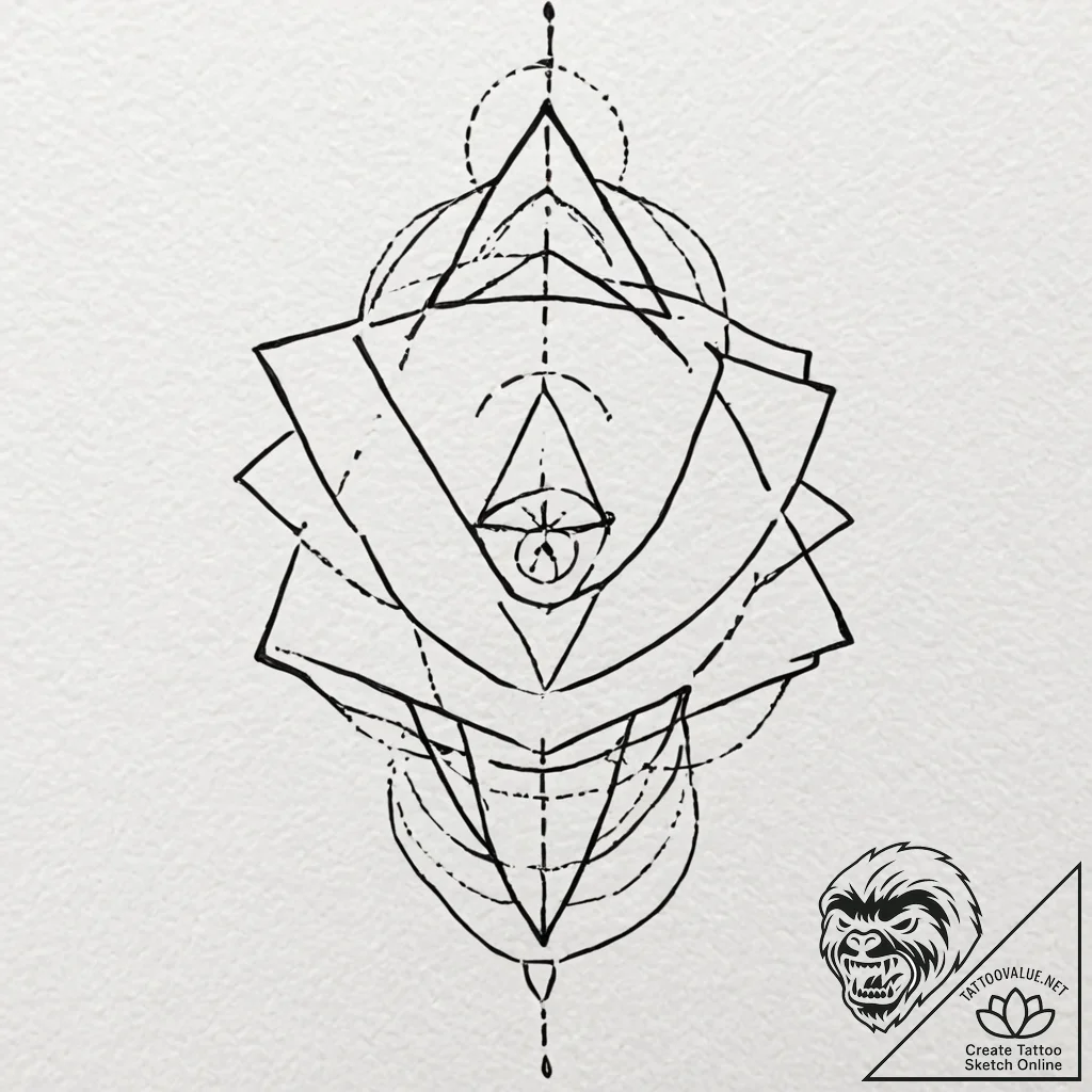 Tattoo sketch a geometric design that complet... - tattoo sketch (№1752675374_0, 16.07.2025 14:16) — tattoovalue.net