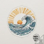 Tattoo design a wave and a sun, representing… – tattoo sketch (№1752675453_0, 16.07.2025 14:17) — tattoovalue.net