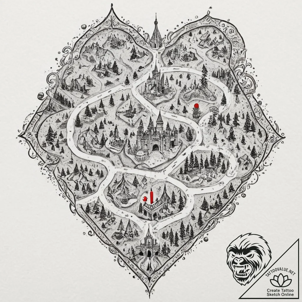 A dotwork tattoo design of the marauder's map... - tattoo sketch (№1752676882_0, 16.07.2025 14:41) — tattoovalue.net