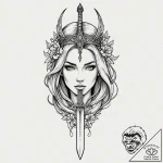 A neo-traditional tattoo of the bride’s sword… – tattoo sketch (№1752677340_0, 16.07.2025 14:49) — tattoovalue.net