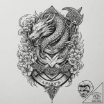 Tattoo design a viking axe and shield, crosse… – tattoo sketch (№1752677416_0, 16.07.2025 14:50) — tattoovalue.net