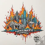 A sketch of the iconic “burning of atlanta” s… – tattoo sketch (№1752677569_0, 16.07.2025 14:52) — tattoovalue.net