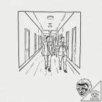A graphic novel panel of the hallway fight sc… – tattoo sketch (№1752677646_0, 16.07.2025 14:54) — tattoovalue.net