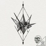 Tattoo design a tiny paper crane., tattoo ske… – tattoo sketch (№1752677798_0, 16.07.2025 14:56) — tattoovalue.net