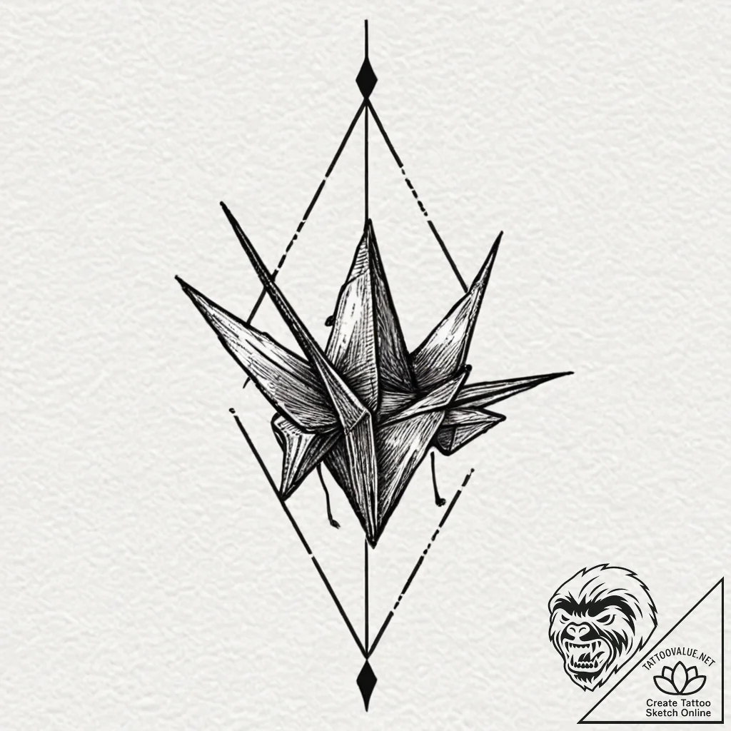 Tattoo design a tiny paper crane., tattoo ske... - tattoo sketch (№1752677798_0, 16.07.2025 14:56) — tattoovalue.net