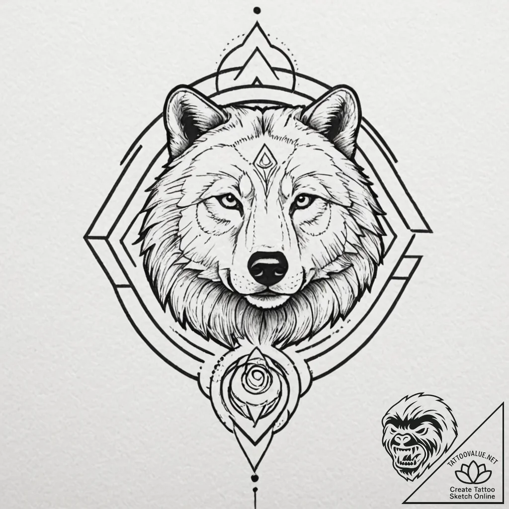 Tattoo sketch: a geometric mandala incorporat... - tattoo sketch (№1752678569_0, 16.07.2025 15:09) — tattoovalue.net