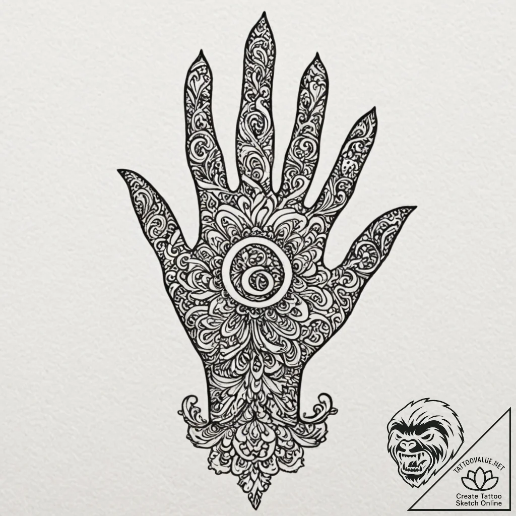 Tattoo design a silhouette of a hand, with a... - tattoo sketch (№1752680598_0, 16.07.2025 15:43) — tattoovalue.net