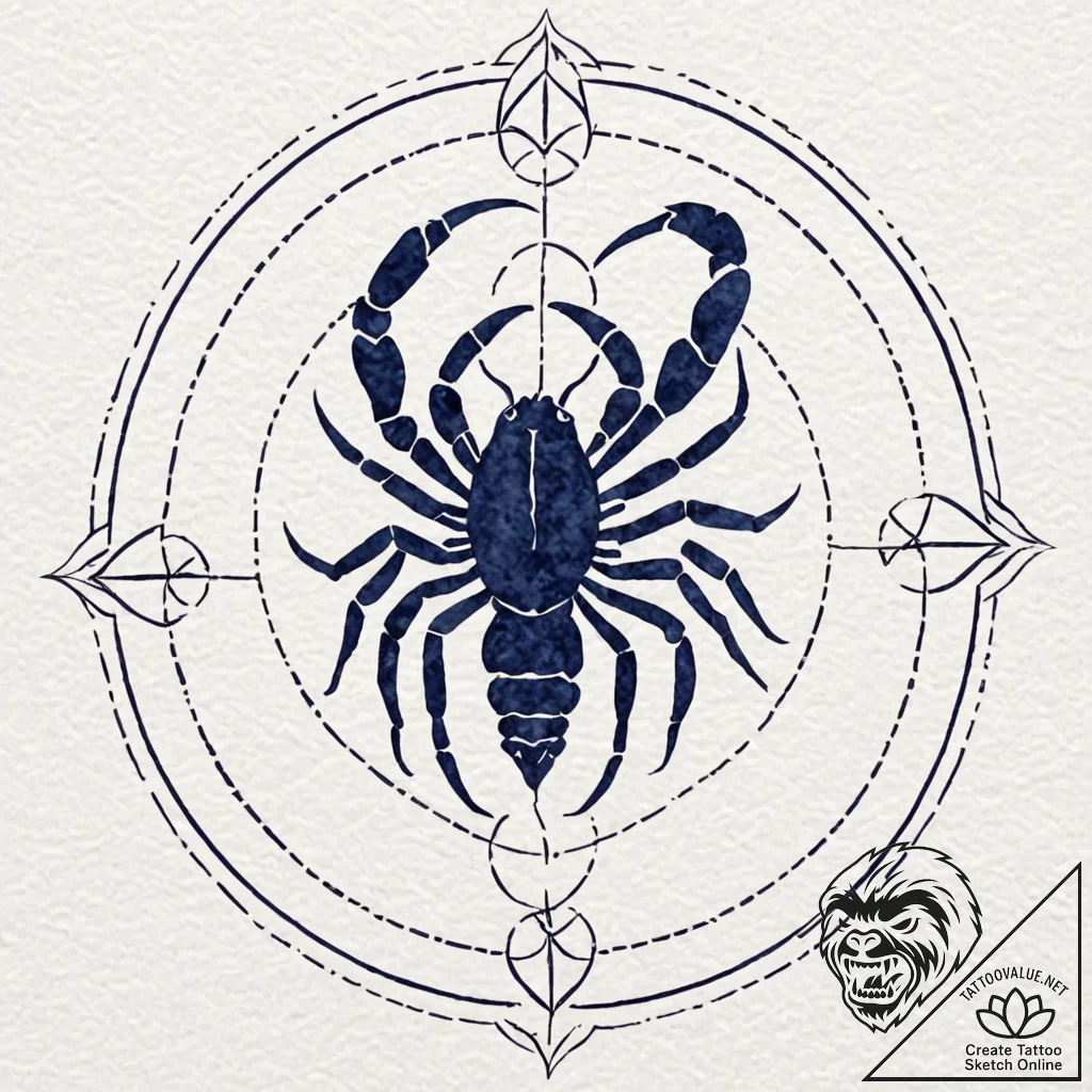 Tattoo design a scorpio scorpion, its silhoue... - tattoo sketch (№1752681066_0, 16.07.2025 15:51) — tattoovalue.net