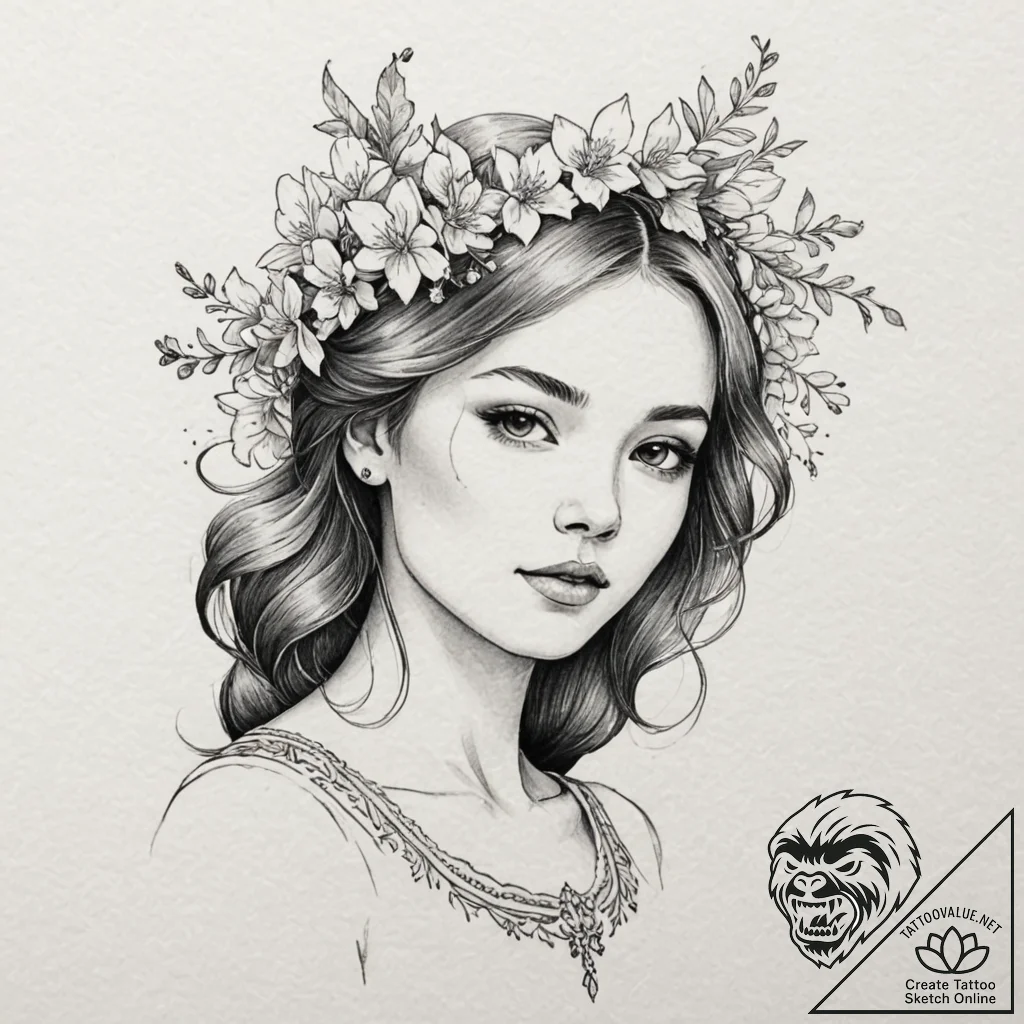 Tattoo sketch: lada, depicted as a beautiful... - tattoo sketch (№1752681143_0, 16.07.2025 15:52) — tattoovalue.net
