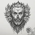 Tattoo design: a fierce portrait of perun, wi… – tattoo sketch (№1752681220_0, 16.07.2025 15:53) — tattoovalue.net