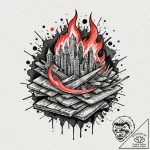 A watercolor sketch of cintra on fire,, tatto… – tattoo sketch (№1752681453_0, 16.07.2025 15:57) — tattoovalue.net