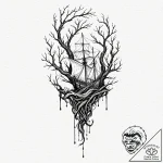 A watercolor sketch of the upside down, with… – tattoo sketch (№1752681844_0, 16.07.2025 16:04) — tattoovalue.net