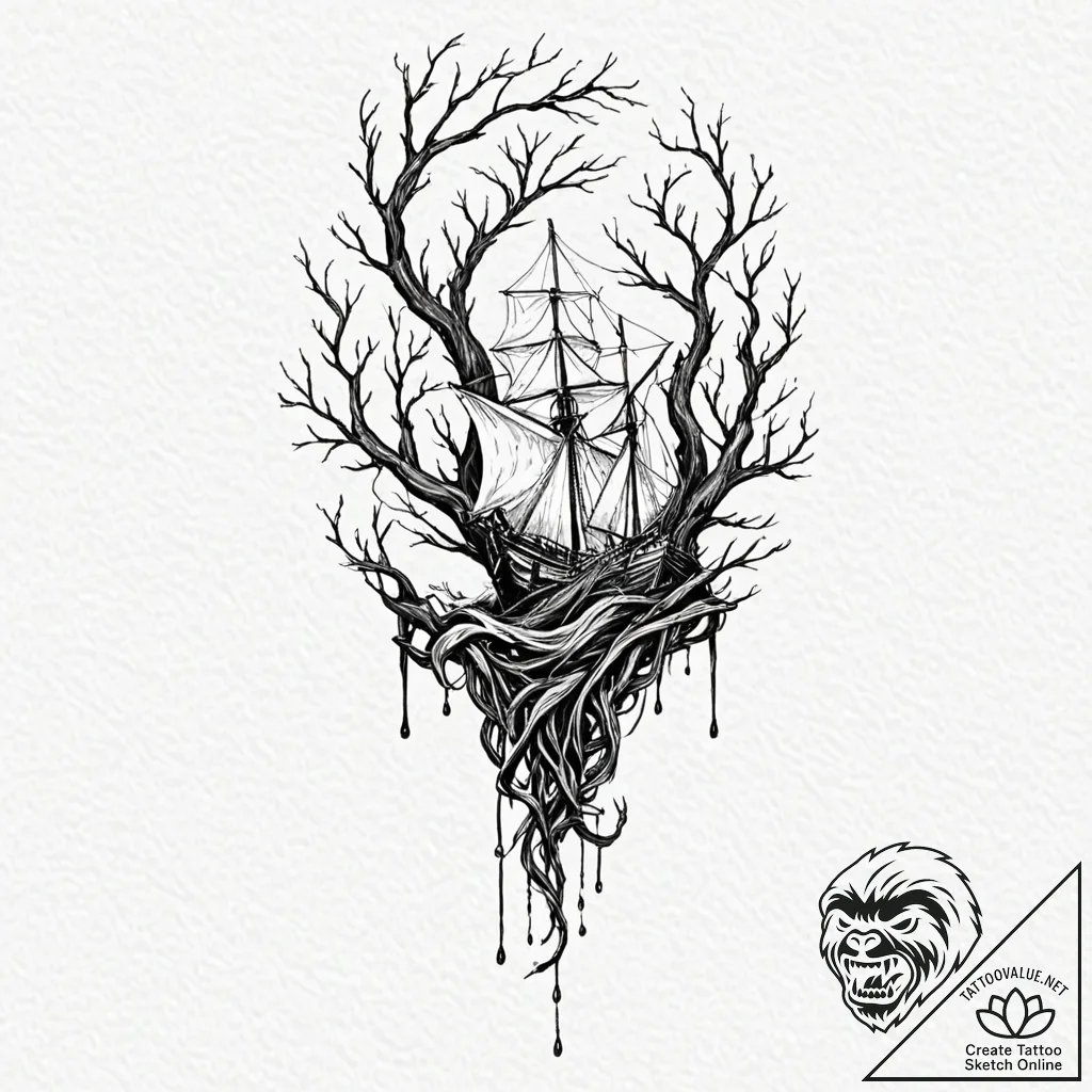 A watercolor sketch of the upside down, with... - tattoo sketch (№1752681844_0, 16.07.2025 16:04) — tattoovalue.net