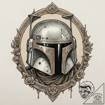 Neo-traditional tattoo sketch of boba fett’s… – tattoo sketch (№1752681921_0, 16.07.2025 16:05) — tattoovalue.net