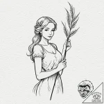 Tattoo design a graceful virgo maiden silhoue… – tattoo sketch (№1752682387_0, 16.07.2025 16:13) — tattoovalue.net