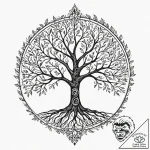 Tattoo design a stylized ‘tree of life’ from… – tattoo sketch (№1752682777_0, 16.07.2025 16:19) — tattoovalue.net