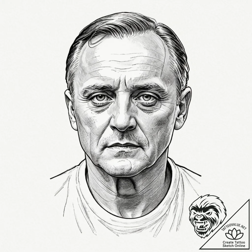 A graphic novel portrait of hannibal lecter,... - tattoo sketch (№1752682857_0, 16.07.2025 16:20) — tattoovalue.net