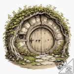 A sketch of the hobbit hole door of bag end.,… – tattoo sketch (№1752682936_0, 16.07.2025 16:22) — tattoovalue.net