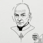 A watercolor portrait of captain jean-luc pic… – tattoo sketch (№1752683334_0, 16.07.2025 16:28) — tattoovalue.net