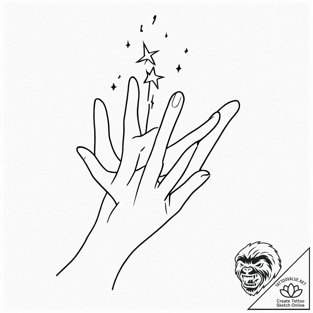Tattoo design a hand reaching for a star, sym... - tattoo sketch (№1752683652_0, 16.07.2025 16:34) — tattoovalue.net